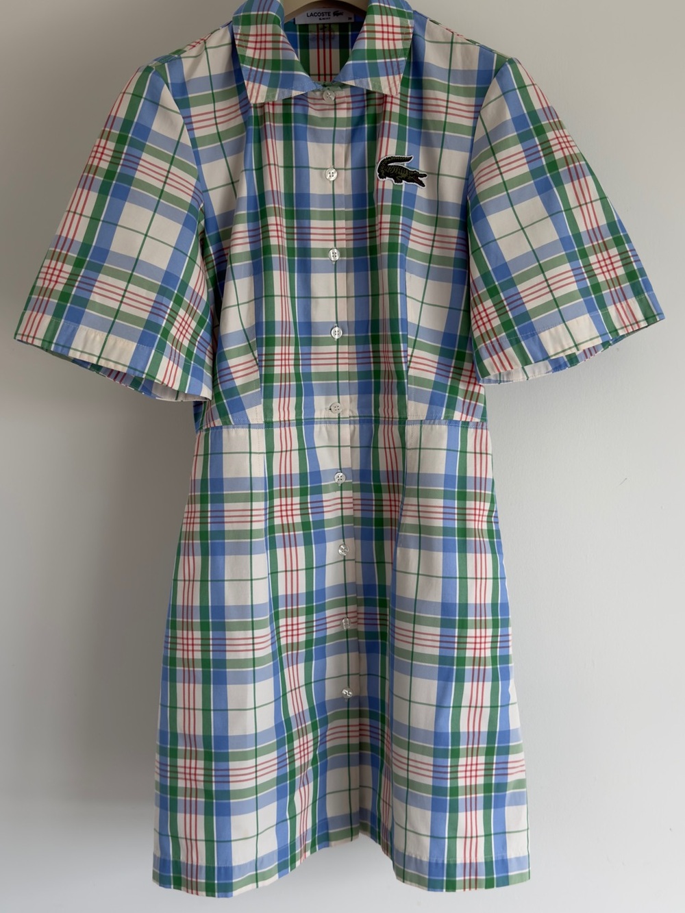 Authentic Women's Lacoste Cotton Blend Checkerboard Dress 38